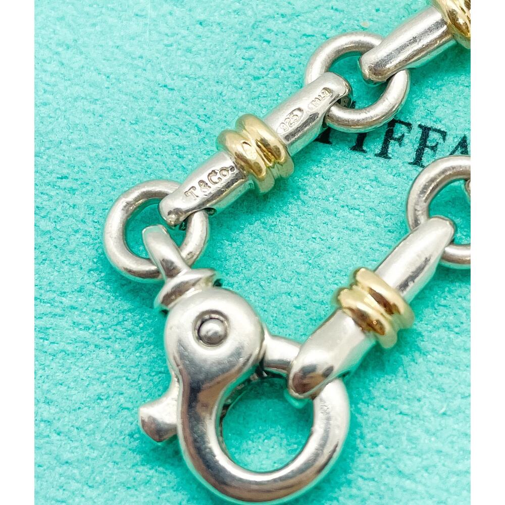 Tiffany & Co. Bar Link Bracelet 18K Yellow Gold Sterling Silver 7.25" - Picture 4 of 9